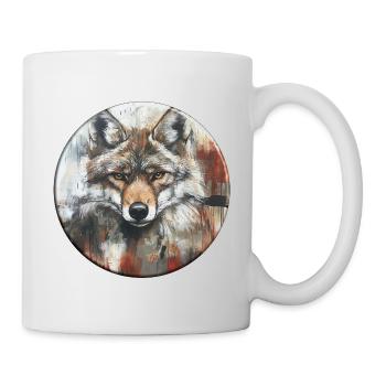 Wild wolf portrait in watercolor look - Mug - white - Right