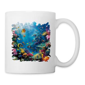 Bunte Meereswelt Unterwasserlandschaft - Tasse - Weiß - Rechts