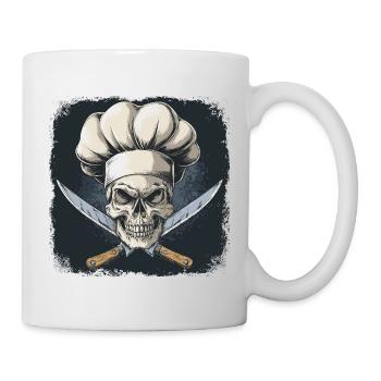 Schädel mit Kochmütze - Tasse - Weiß - Rechts