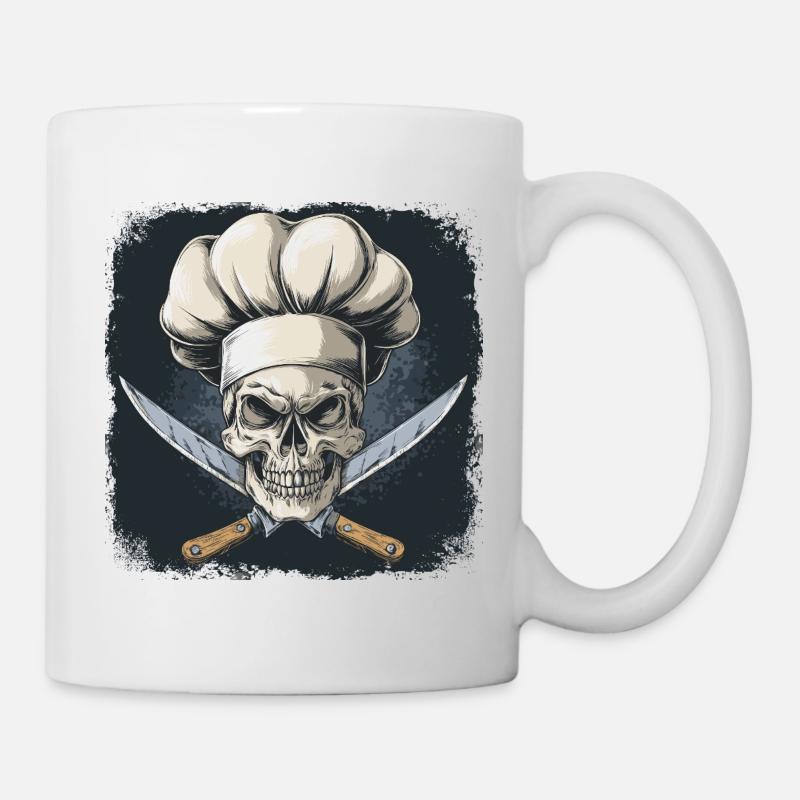 Skull with chef's hat - Mug - white