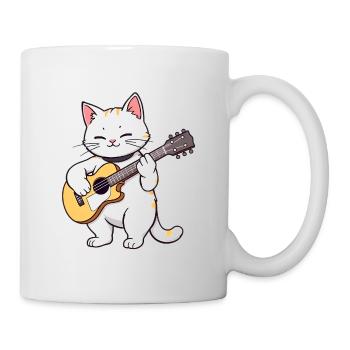 Cat plays guitar - Mug - white - Right