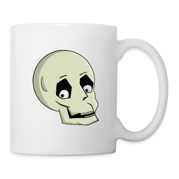 Dessin animé ludique de sourire de crâne - Mug blanc - blanc - Droite