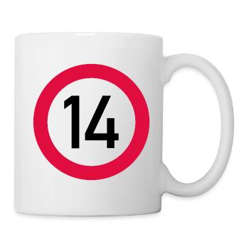 14. Geburtstag Achtung! Verkehrsschild 14 Km/h - Tasse - Weiß - Rechts