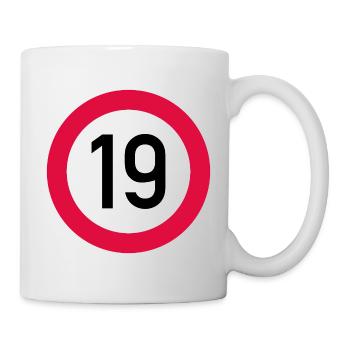 19. Geburtstag Achtung! Verkehrsschild 19 Km/h - Tasse - Weiß - Rechts