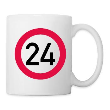 24. Geburtstag Achtung! Verkehrsschild 24 Km/h - Tasse - Weiß - Rechts