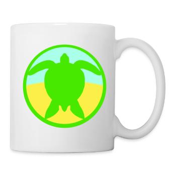 Turtle Logo Beach Water Sea Round Icon - Mug - white - Right