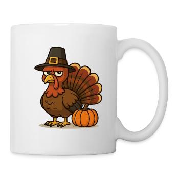 Dinde de Thanksgiving avec chapeau de pèlerin - Mug blanc - blanc - Droite