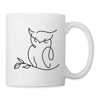 Silhouette de hibou – Motif de ligne artistique - Mug blanc - blanc - Droite