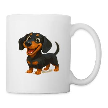 Teckel de dessin animé joyeux - Motif de chien mignon - Mug blanc - blanc - Droite