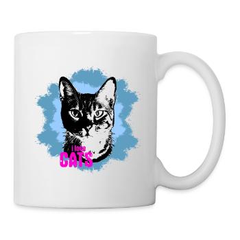 Katzenliebe Blau Spritzer - Tasse - Weiß - Rechts