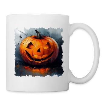 Leuchtender Kürbis Halloween - Tasse - Weiß - Rechts