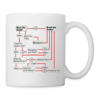 Aide à la décision pour l’achat d’un tricycle, satire de l’organigramme - Mug blanc - blanc - Droite