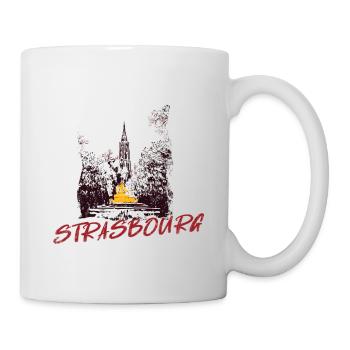 Straßburger Münster – Duotone-Illustration - Tasse - Weiß - Rechts
