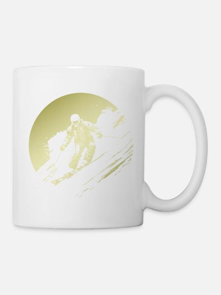 Ski Fahren Skiing Silhouette - Tasse - Weiß