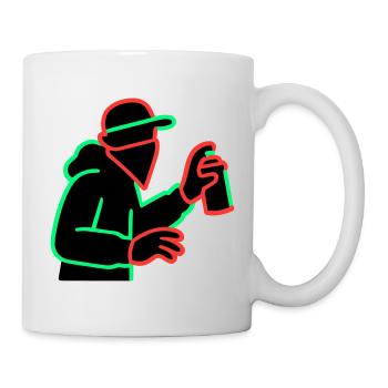 Neon Graffiti Sprayer Silhouette - Tasse - Weiß - Rechts