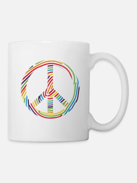 Buntes-Peace-Zeichen - Tasse - Weiß