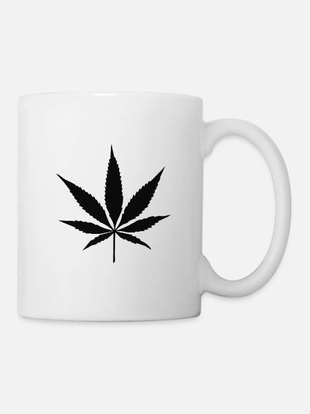 Silhouette von Cannabisblättern - Tasse - Weiß