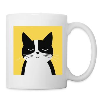 Minimalist Black and White Cat - Mug - white - Right