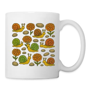 Sonnige Schnecken Gartenmuster - Tasse - Weiß - Rechts