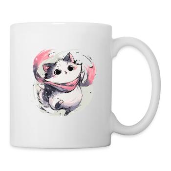 Cuddly kitten with pink scarf - Mug - white - Right