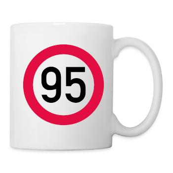 95. Geburtstag Achtung! Verkehrsschild 95 Km/h - Tasse - Weiß - Rechts
