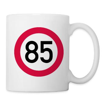 85. Geburtstag Achtung! Verkehrsschild 85 Km/h - Tasse - Weiß - Rechts