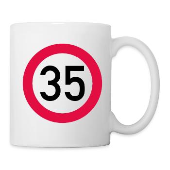 35. Geburtstag Achtung! Verkehrsschild 35 Km/h - Tasse - Weiß - Rechts
