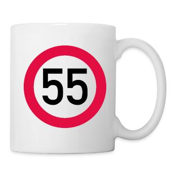 55. Geburtstag Achtung! Verkehrsschild 55 Km/h - Tasse - Weiß - Rechts