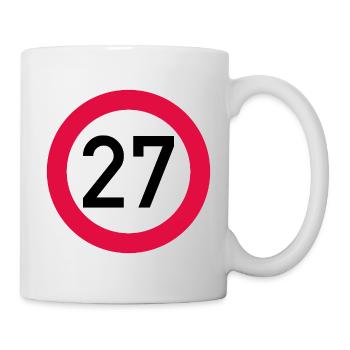 27. Geburtstag Achtung! Verkehrsschild 27 Km/h - Tasse - Weiß - Rechts