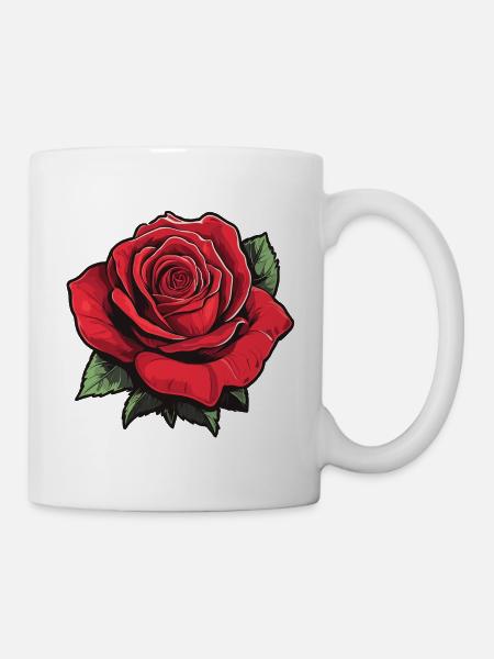 Rose in rot - Tasse - Weiß