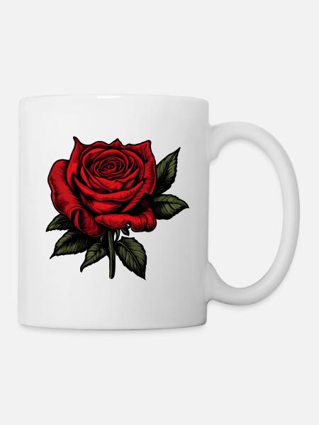 Rose rote Blüte - Tasse - Weiß
