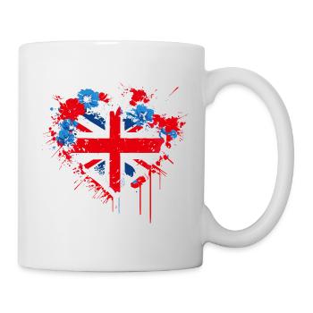 Herz von Union Jack Splash - Tasse - Weiß - Rechts