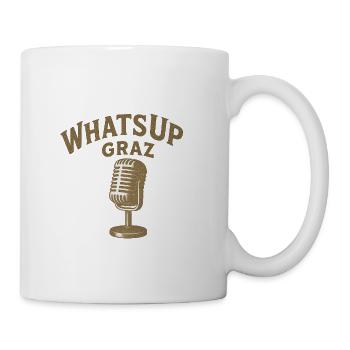 What’s Up Graz Mikrofon Logo - Tasse - Weiß - Rechts