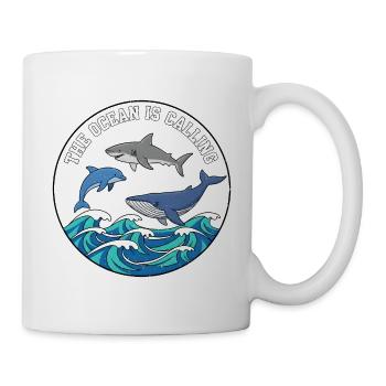 Ocean Calls Dauphin Baleine Insigne - Mug blanc - blanc - Droite