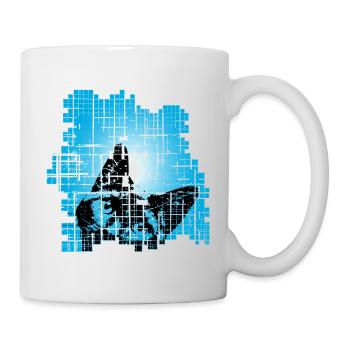 Cat in Pixel Grid Blue - Mug - white - Right