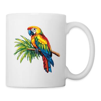 Colorful parrot on branch - Mug - white - Right