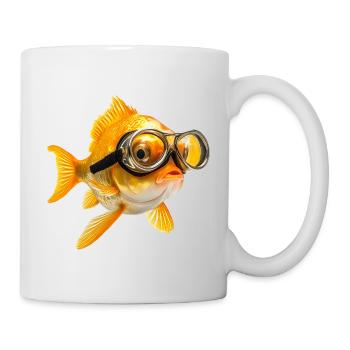 Goldfish with diving goggles - Mug - white - Right