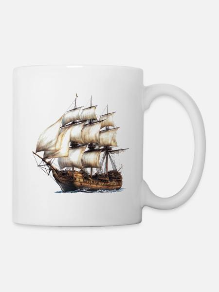 Historisches Segelschiff Segelkunst - Tasse - Weiß