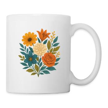 Wasserfarbener Blütenstrauß - Tasse - Weiß - Rechts