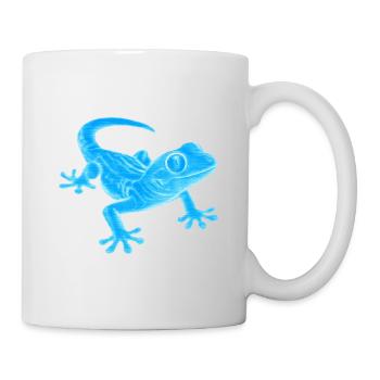 Blauer Gecko Silhouette Muster - Tasse - Weiß - Rechts