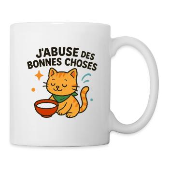 Zen cat enjoying the good things - Mug - white - Right