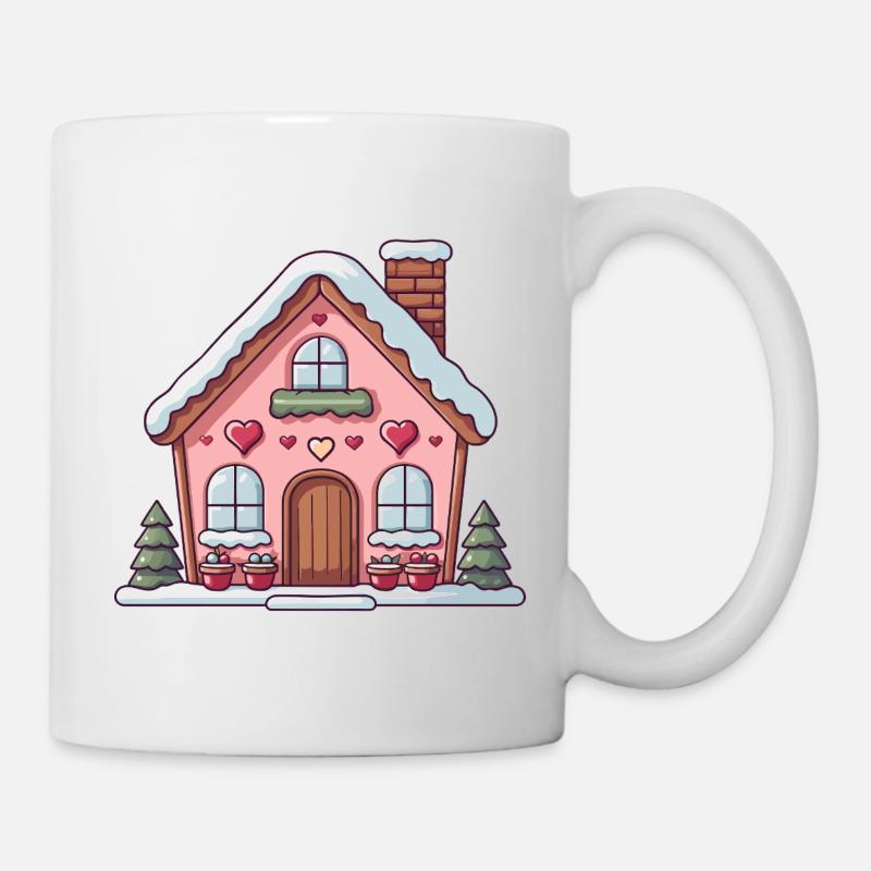 Cozy Heart Cottage in Winter - Mug - white