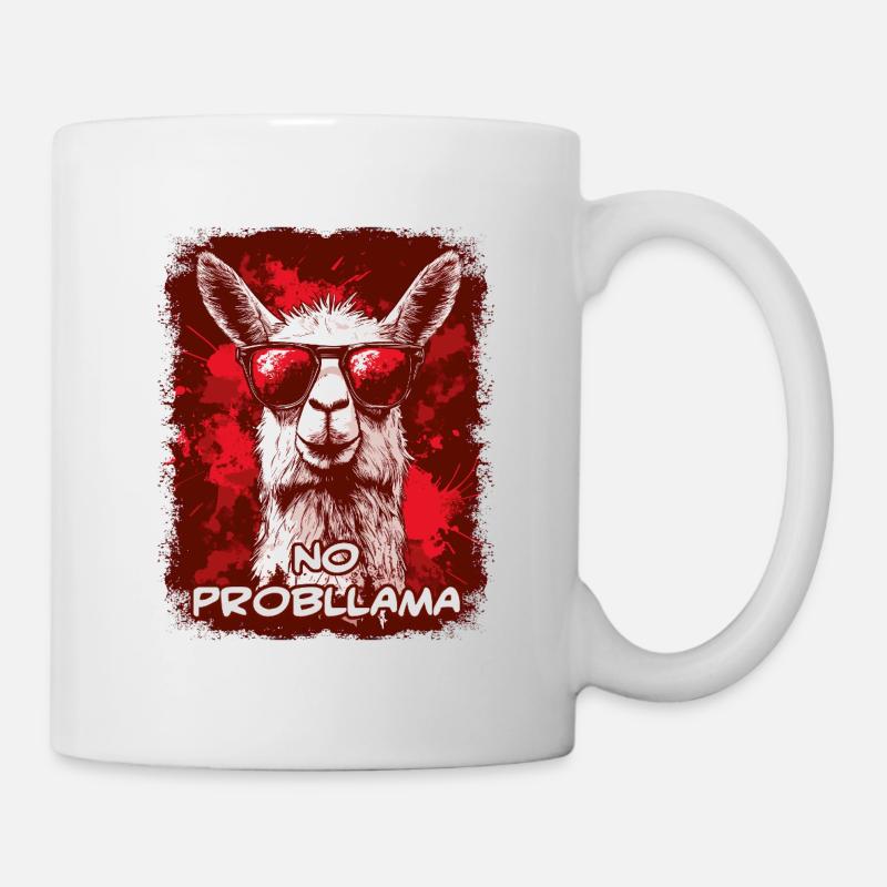 Lama alpaga cool avec lunettes de soleil - Mug blanc - blanc