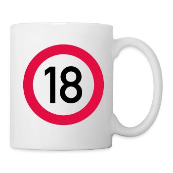 18. Geburtstag Achtung! Verkehrsschild 18 Km/h - Tasse - Weiß - Rechts