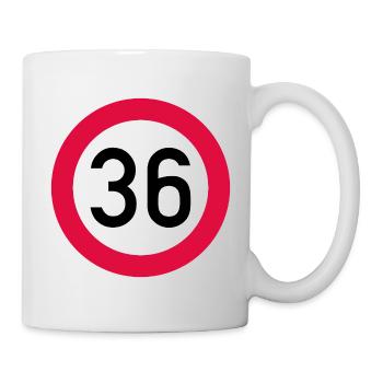 36. Geburtstag Achtung! Verkehrsschild 36 Km/h - Tasse - Weiß - Rechts
