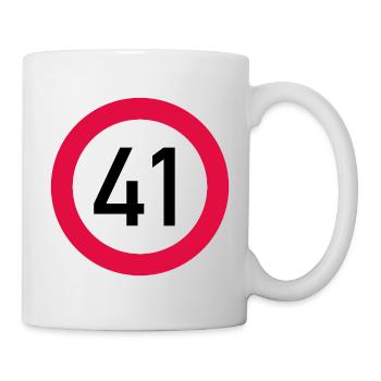 41e anniversaire Attention ! Panneau de signalisation 41 Km/h - Mug blanc - blanc - Droite