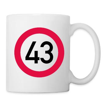 43e anniversaire Attention ! Panneau de signalisation 43 Km/h - Mug blanc - blanc - Droite