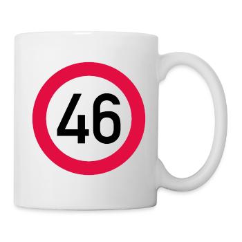 46e anniversaire Attention ! Panneau de signalisation 46 Km/h - Mug blanc - blanc - Droite