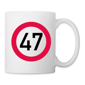 47e anniversaire Attention ! Panneau de signalisation 47 Km/h - Mug blanc - blanc - Droite