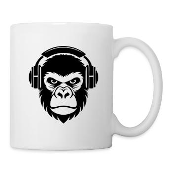 Retro Affenkopf Vinyl Turntable Street Shirt - Tasse - Weiß - Rechts